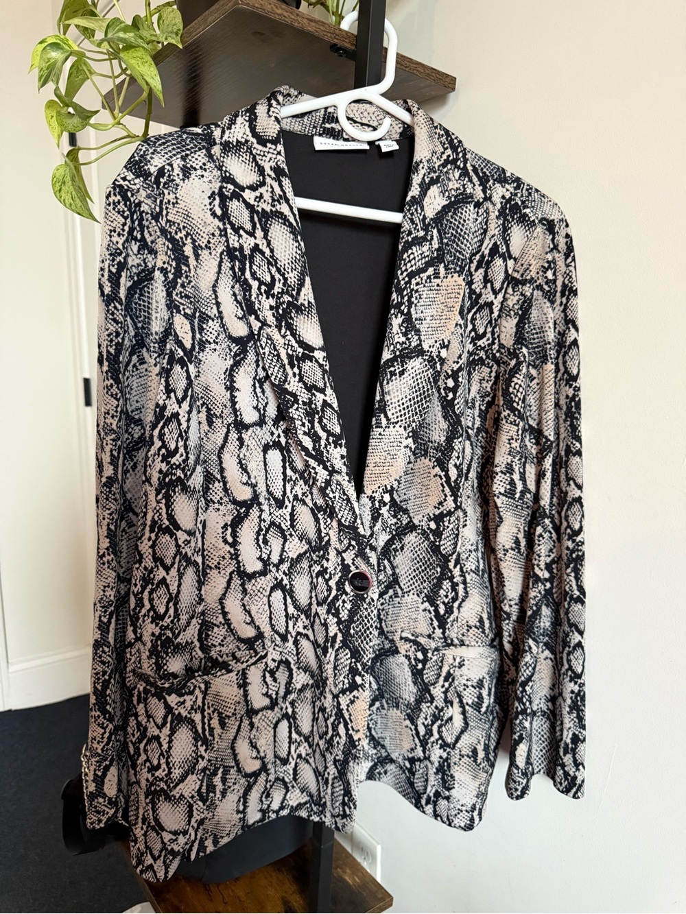 Susan Graver Snake-Print Blazer in Black & Cream